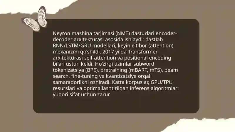 Neyron mashina tarjimasi (NMT) dasturlari 3