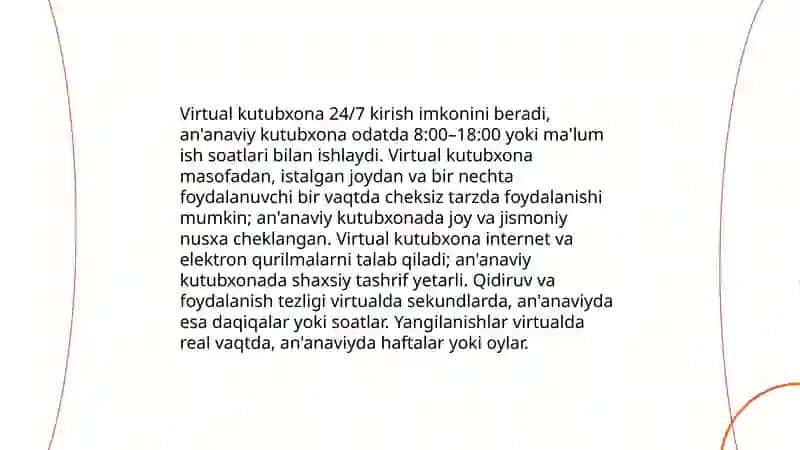 Virtual kutubxonalar:an'anaviy kutubxonalar bilan taqqoslash va zamonaviylikdagi ustun jihatlari 3