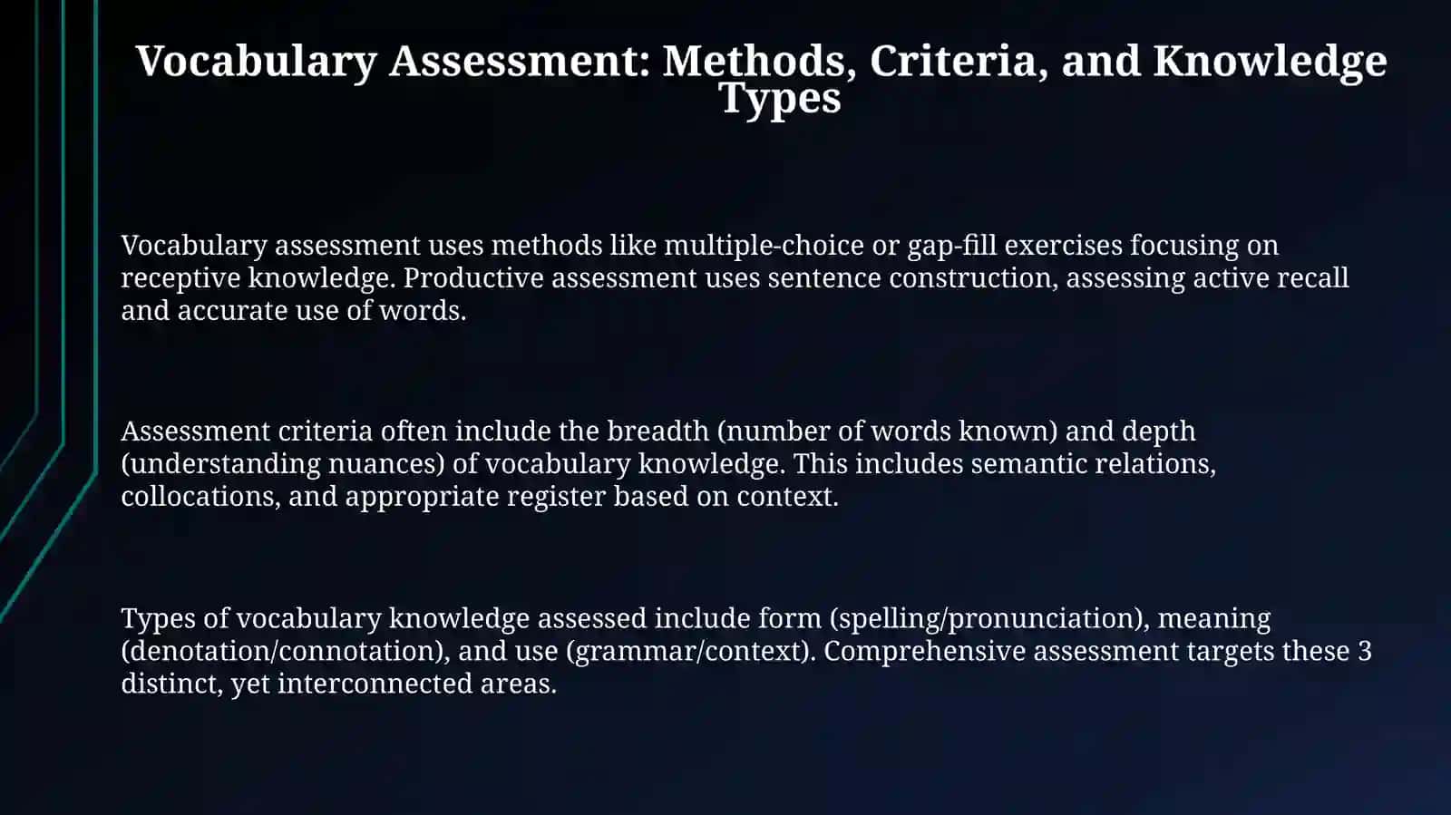 Methods and criteria of assessing language aspects. Vocabulary and gramma 3