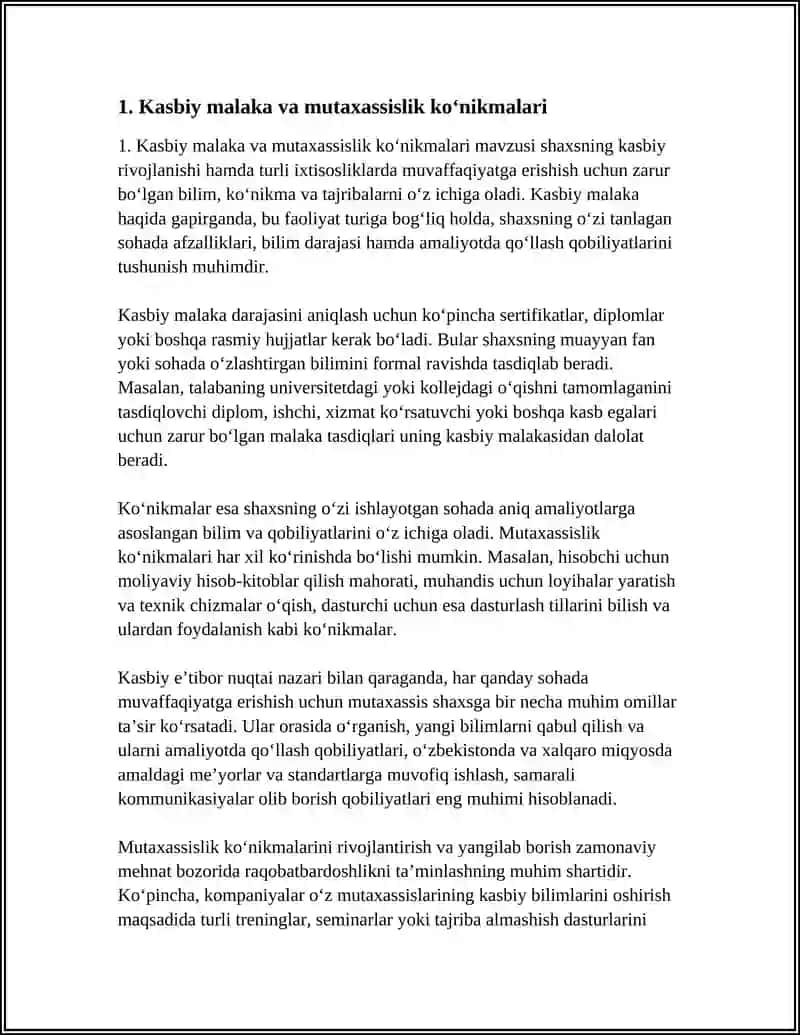 Kasbiy malaka va mutaxassislik ko‘nikmalari 3