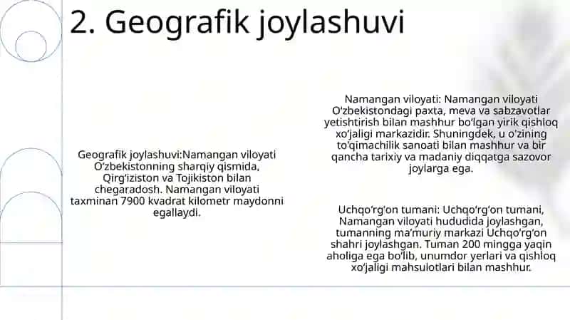 Namangan Viloyati Uchqo’Rg’On Tumani Haqida Taqdimot Tayyorlash 3