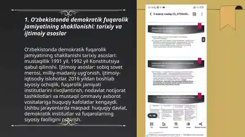 O'zbekiston demokratik fuqarolik jamiyati asoslarinining shakllanishi 3