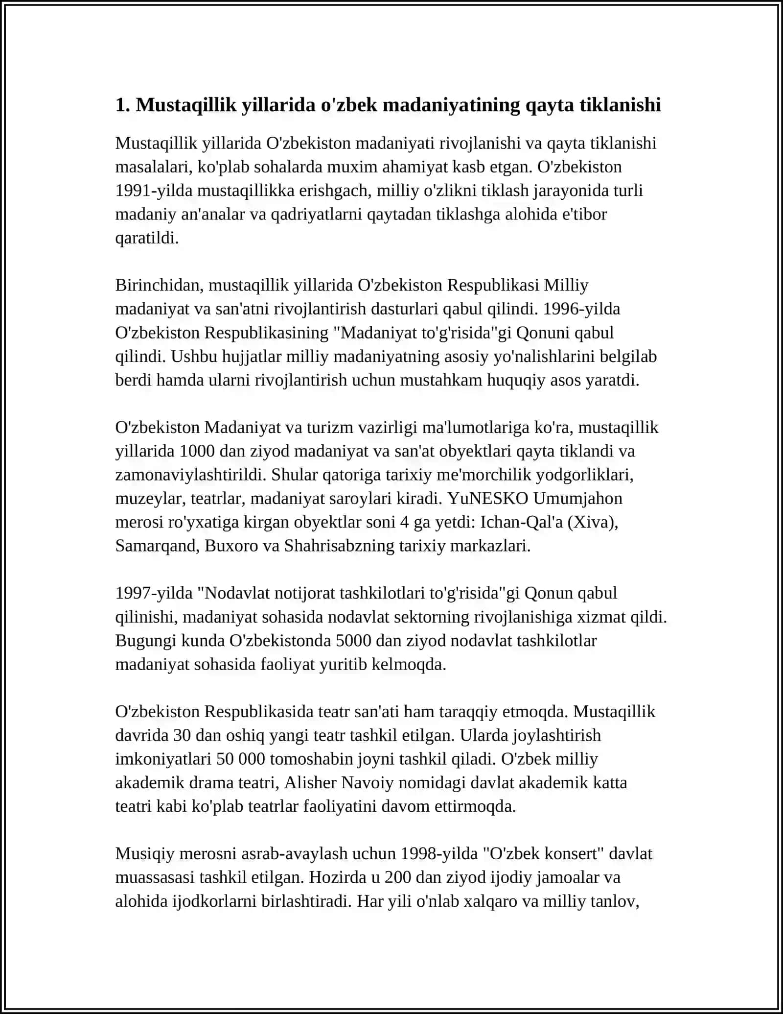 MUSTAQILLIK YILLARIDA MADANIYAT VA SPORT SOHASINING RIVOJILANISHI 3