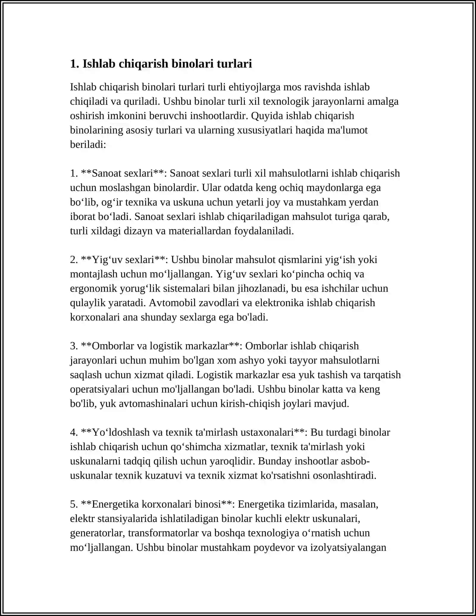SANOAT BINOLARINING KLASSIFIKATSIYASI 3