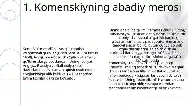 Komenskiyning pedagogik tizimi 3