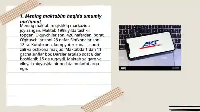 Mening maktabim haqida umumiy ma'lumot 3