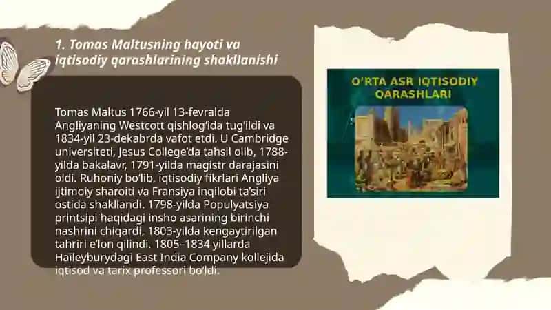 Tomas Maltusning iqtisodiy qarashlari va gʻoyalari 3
