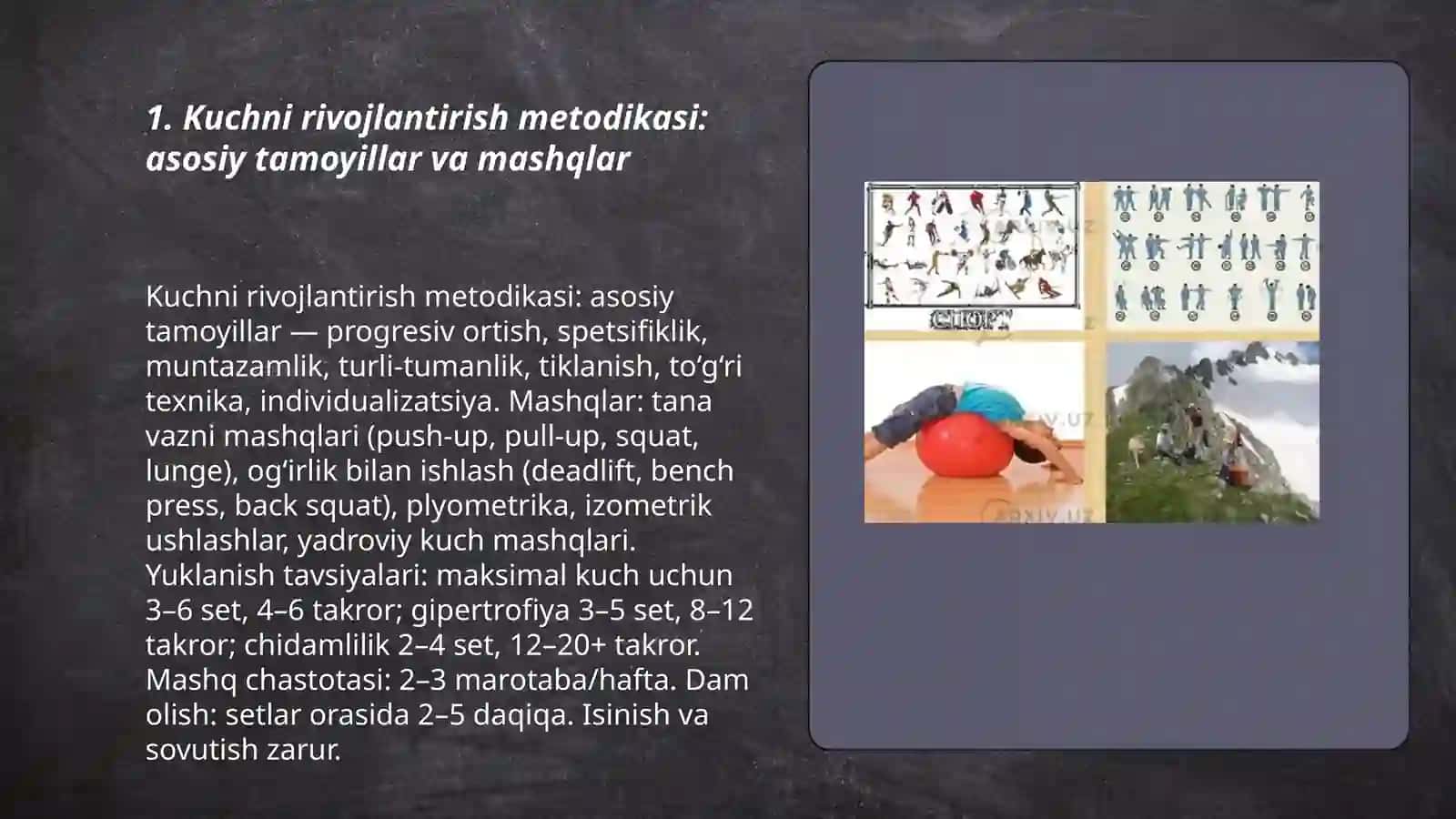 Jismoniy tarbiya sifatlarini (kuch, tezkorlik, chaqqonlik, egiluvchanlik, chidamlilik) tarbiyalash metodikasi 3