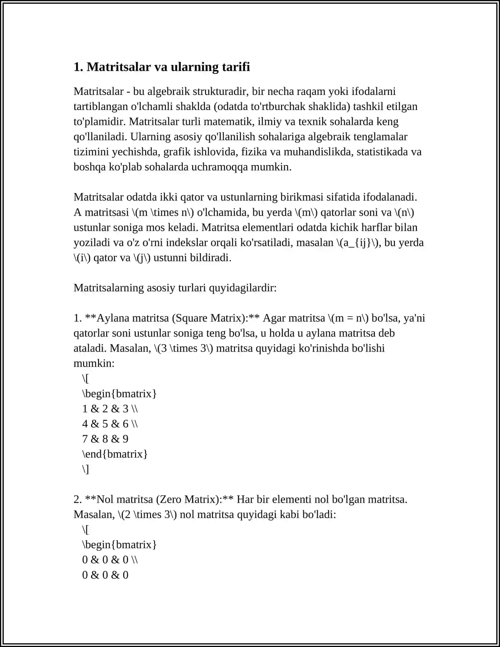 MATRITSALAR 3