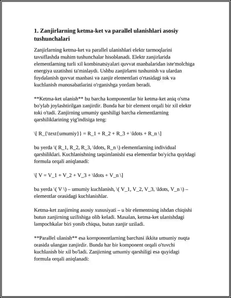 ZANJIRLARNIG PARALLEL KETMA-KET ULANISHLARI 3