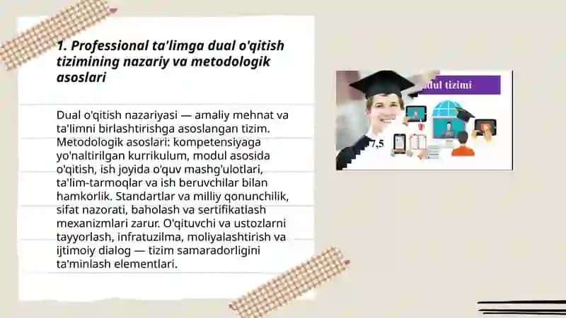 Professional ta'limga dual o'qitish tizimini tatbiq etish istiqbollari 3