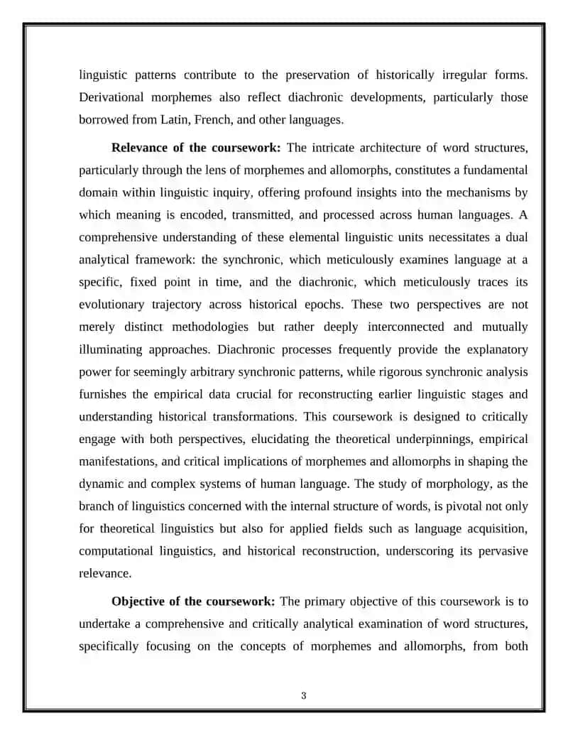 Diachronic and Synchronous View of Word Structures: Morpheme and Allomorpheme 3