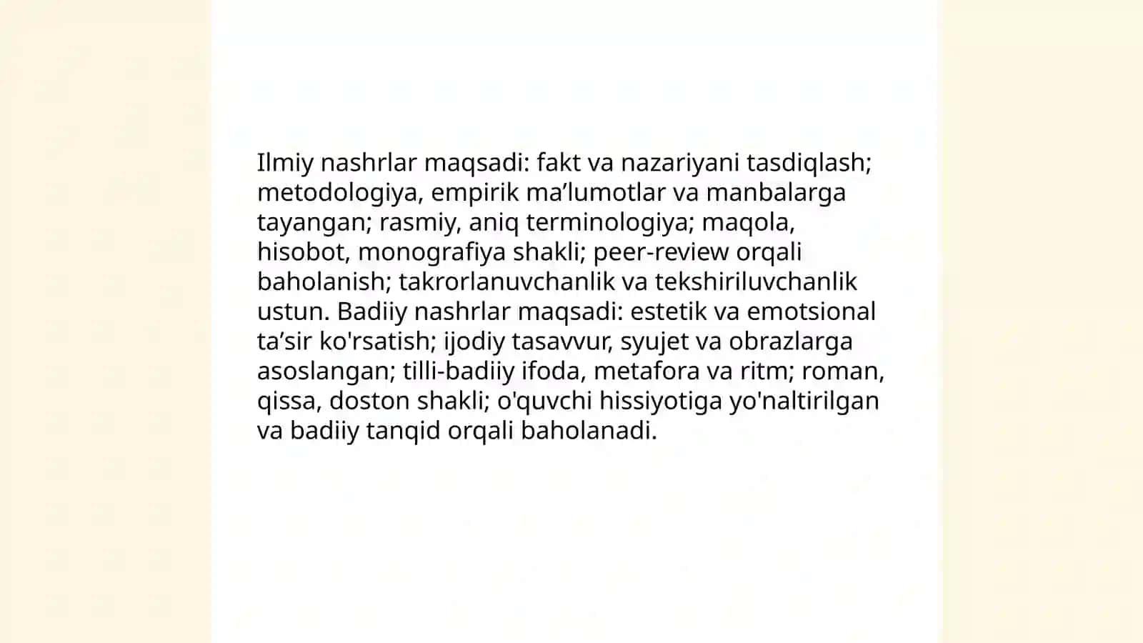 Ilmiy va badiiy nashrlar oqimlari: asosiy farqlari 3