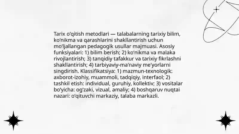 Tarix oʻqitishning metodlari va ularning klassifikasiyasi 3