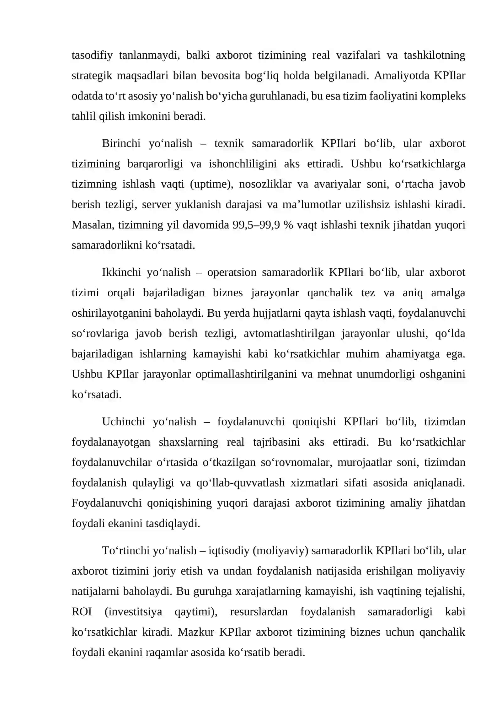 Amaliy ish. Axborot tizimi samaradorligini aniqlash uchun KPI tizimini ishlab chiqish 3