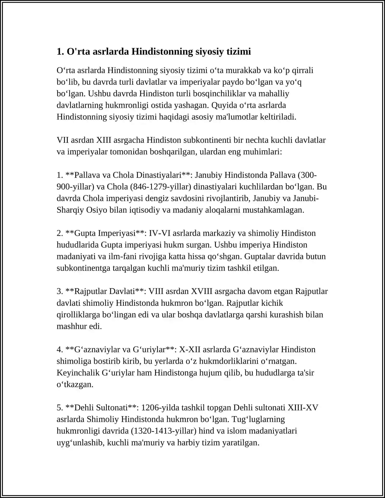 O‘RTA ASRLARDA HINDISTON DAVLATI VA HUQUQI 3