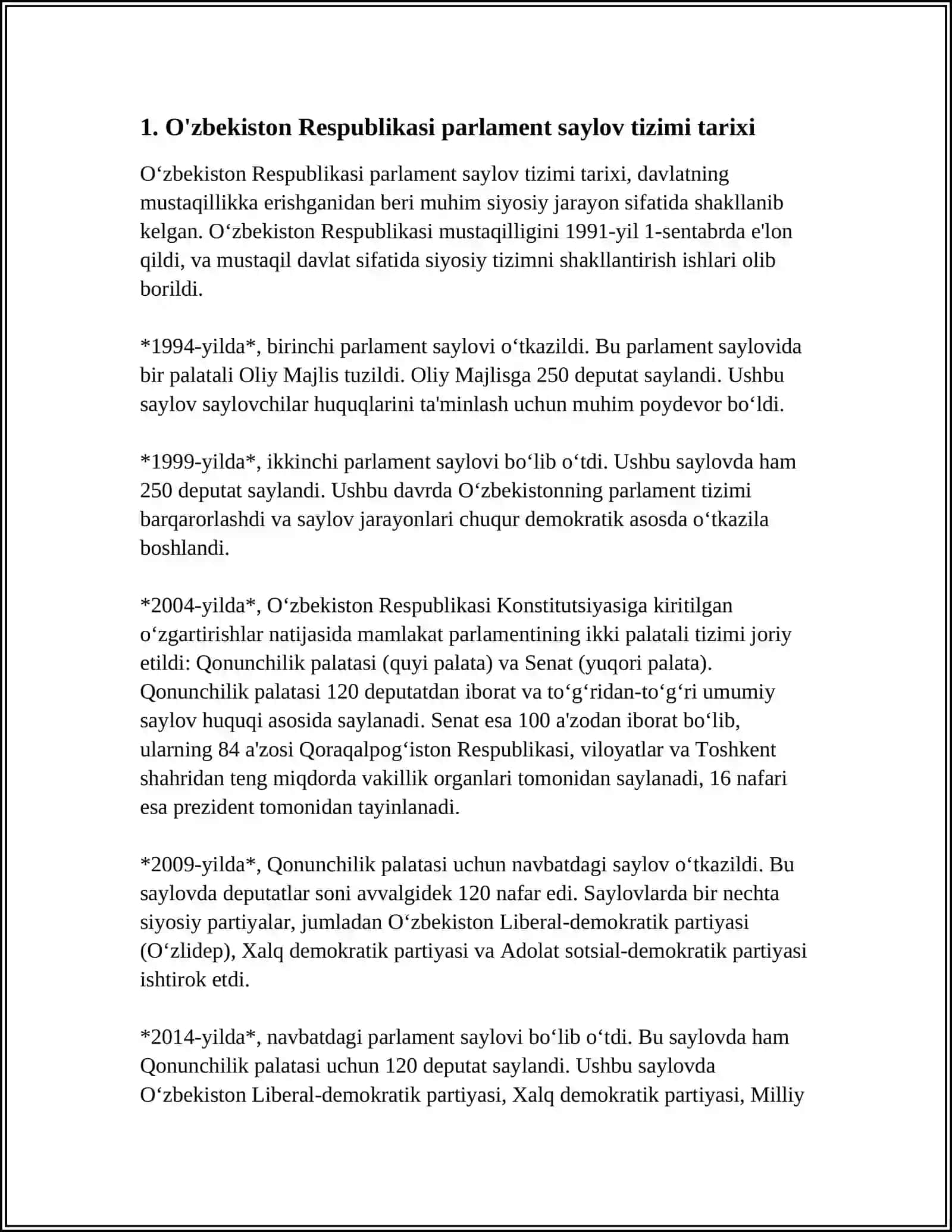 O‘zbekiston Respublikasida parlament saylov tizimi tarixi 3