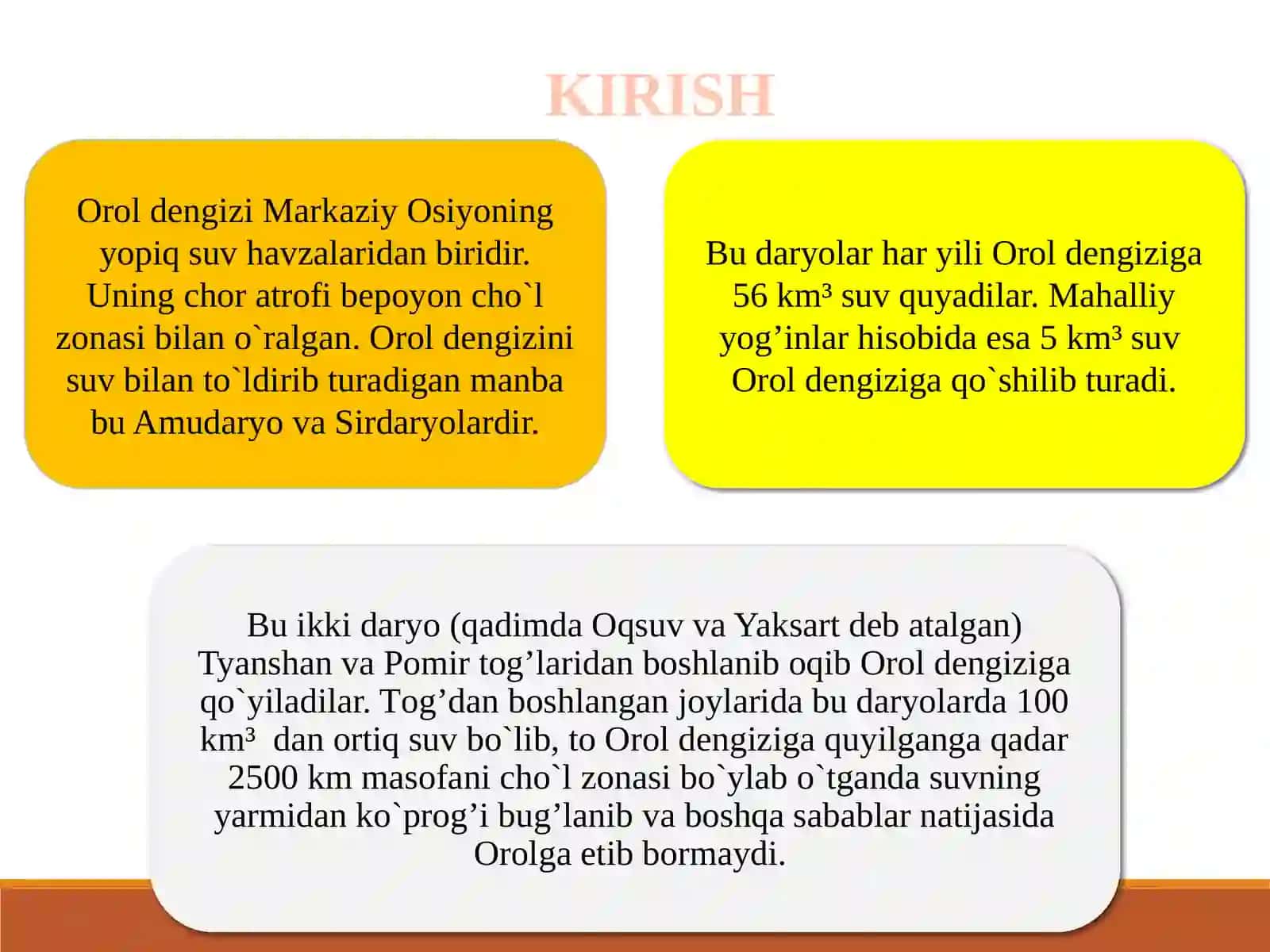 XXasrning 70-80-yillarida ro'y bergan "Orol fojiasi" va uning oqibatlari 3