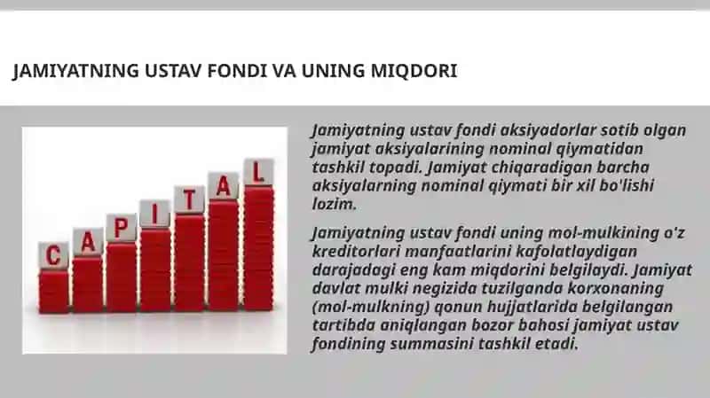 Aksiyadorlik jamiyating ustav fondi va uning aksiyalari 3