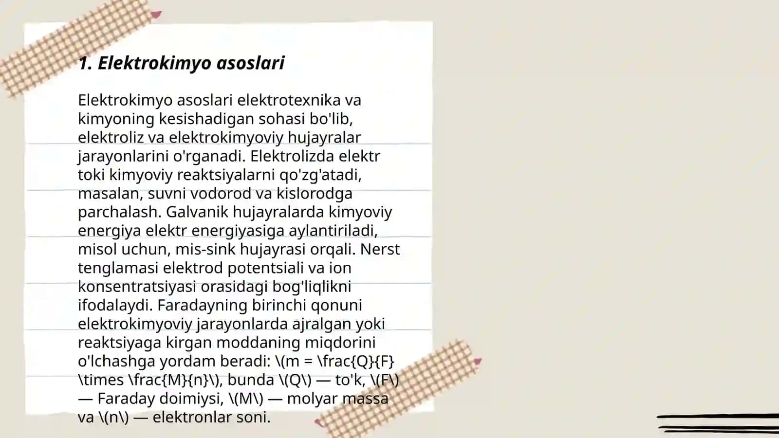 Elektrokimyo. Tibbiyotda elektro diagnostikaning asosi 3