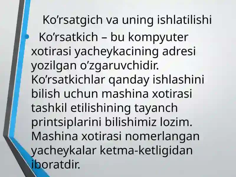 Ko’rsatgich va havolalar bilanishlash 3