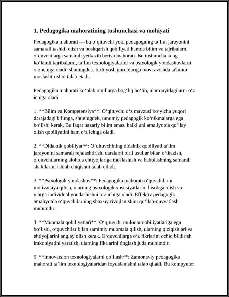 PEDAGOGIKA MAHORAT HAQIDA TUSHUNCHA VA UNI OQTUVCHI FAOLIYATIDA TUTGAN ORNI 3