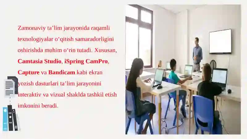 Camtasia Studio, Ispring CamPro, Capture, Bandicam dasturlari va ularning imkonyatlari 3
