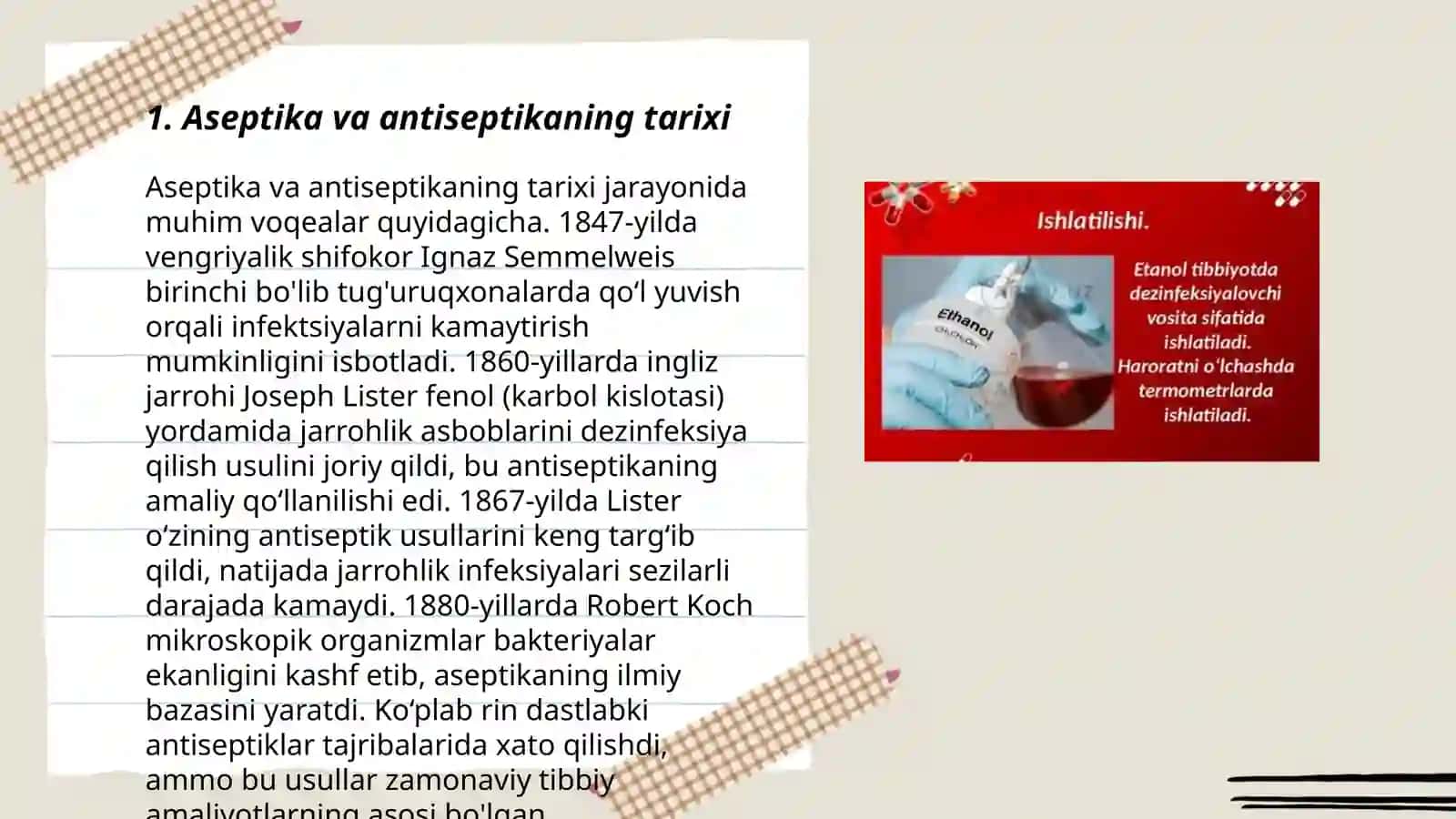 Aseptibka va antisepika va ularning kimyoviy tarkibi 3
