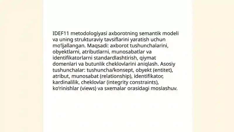 IDEF 11, IDEF 12, IDEF 13, IDEF 14 metodologiyasi 3