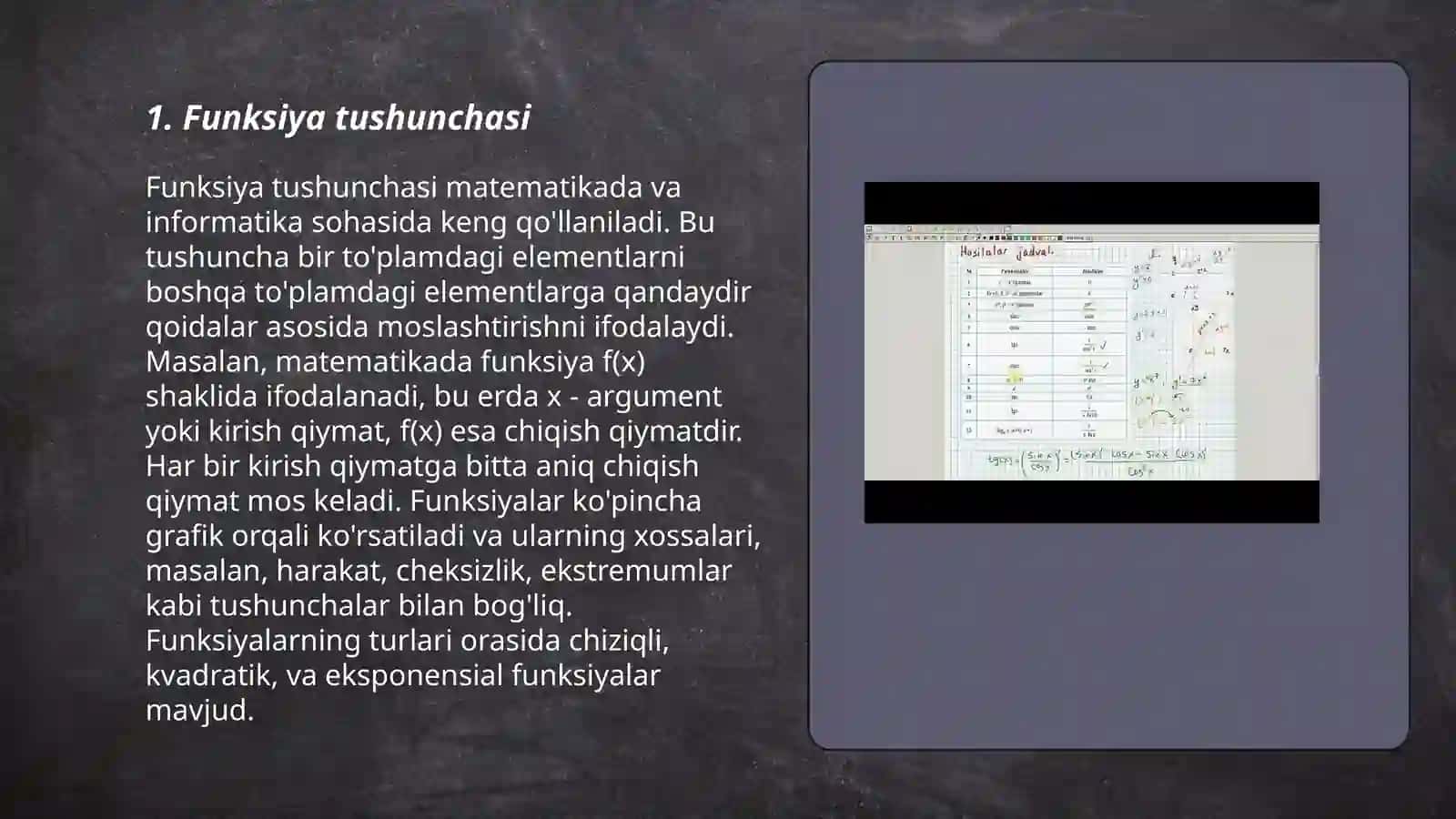 Hosila.Hosilani hisoblash xossalari.Murakkab funksiya hosilasi 3