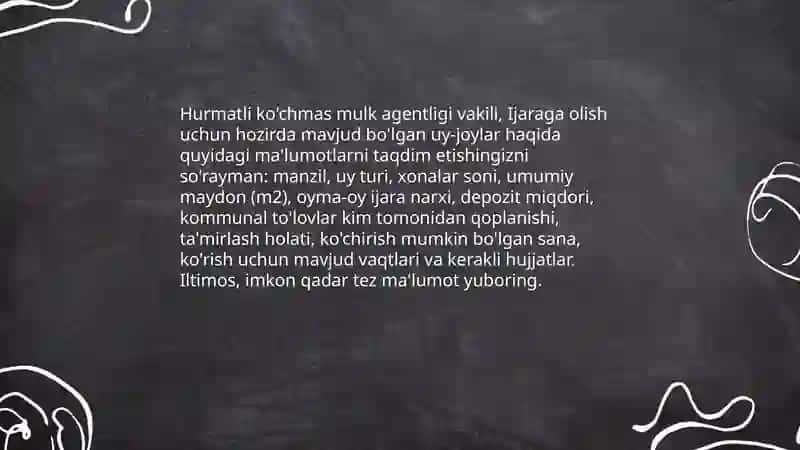 Ijaraga olish uchun mavjud mulklar haqida ma'lumot so'rash 3