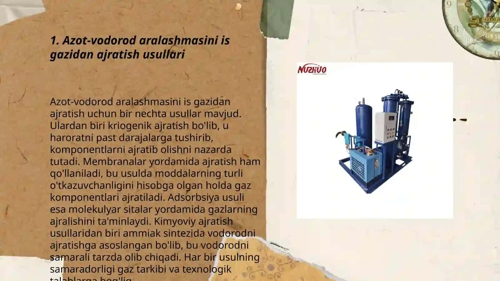 Azot-vodorod aralashmasini is gazidan tozalash 3