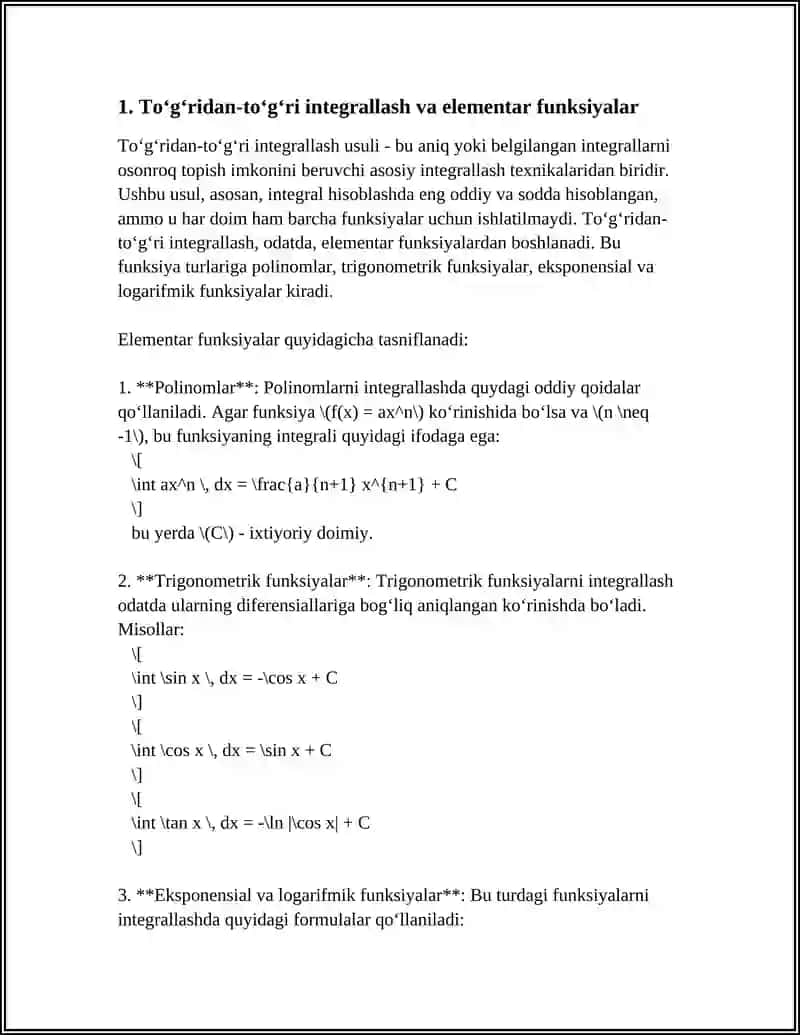 INTEGRALLASH USULLARI 3