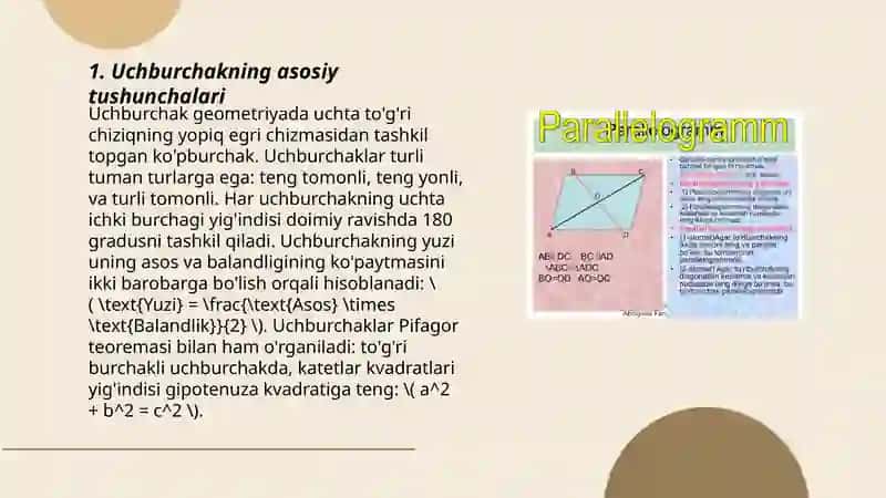 Uchburchakning asosiy tushunchalari 3