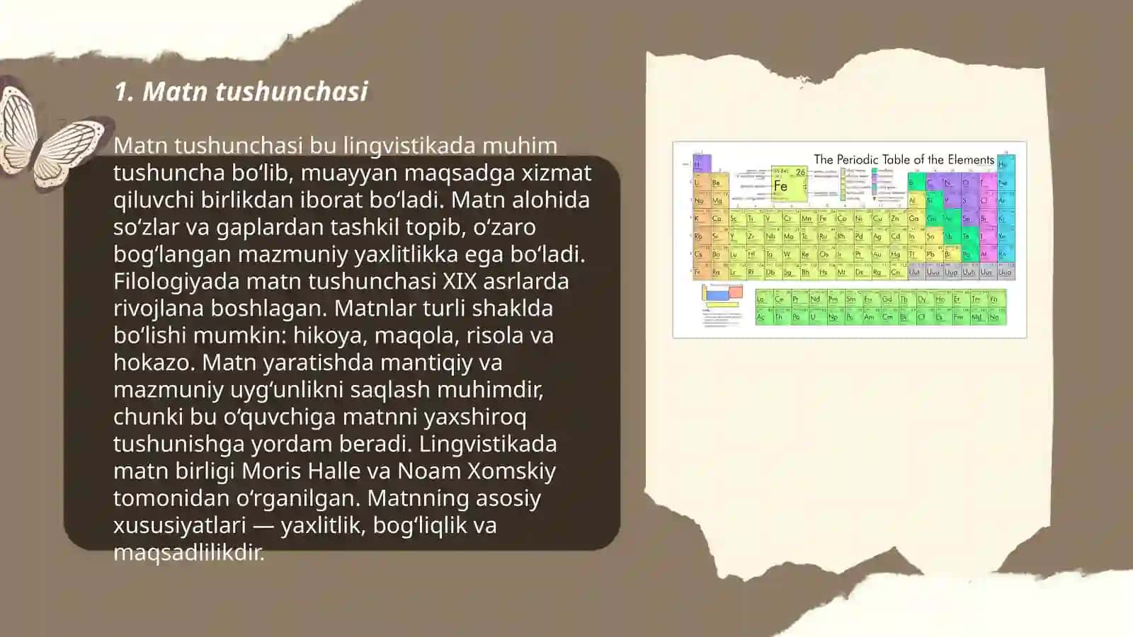 Matnning ta'rifi, matnni tashkil etuvchi birliklar 3