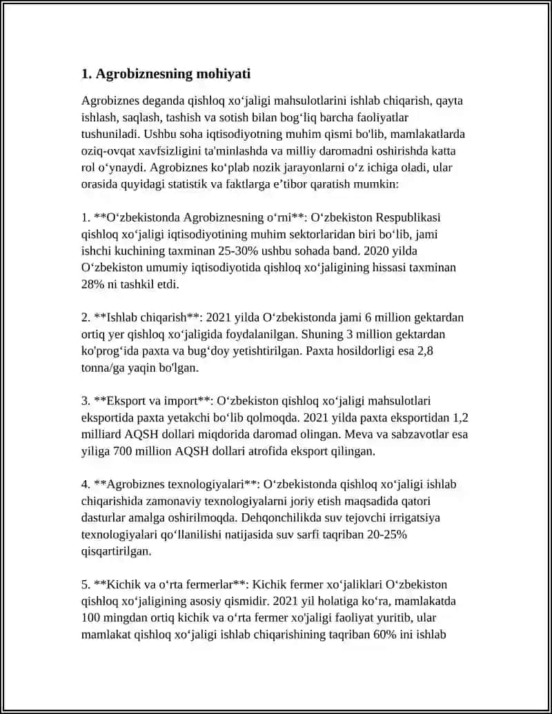 AGROBIZNES BA UNING TURLARI HAQIDA SLAYD 3