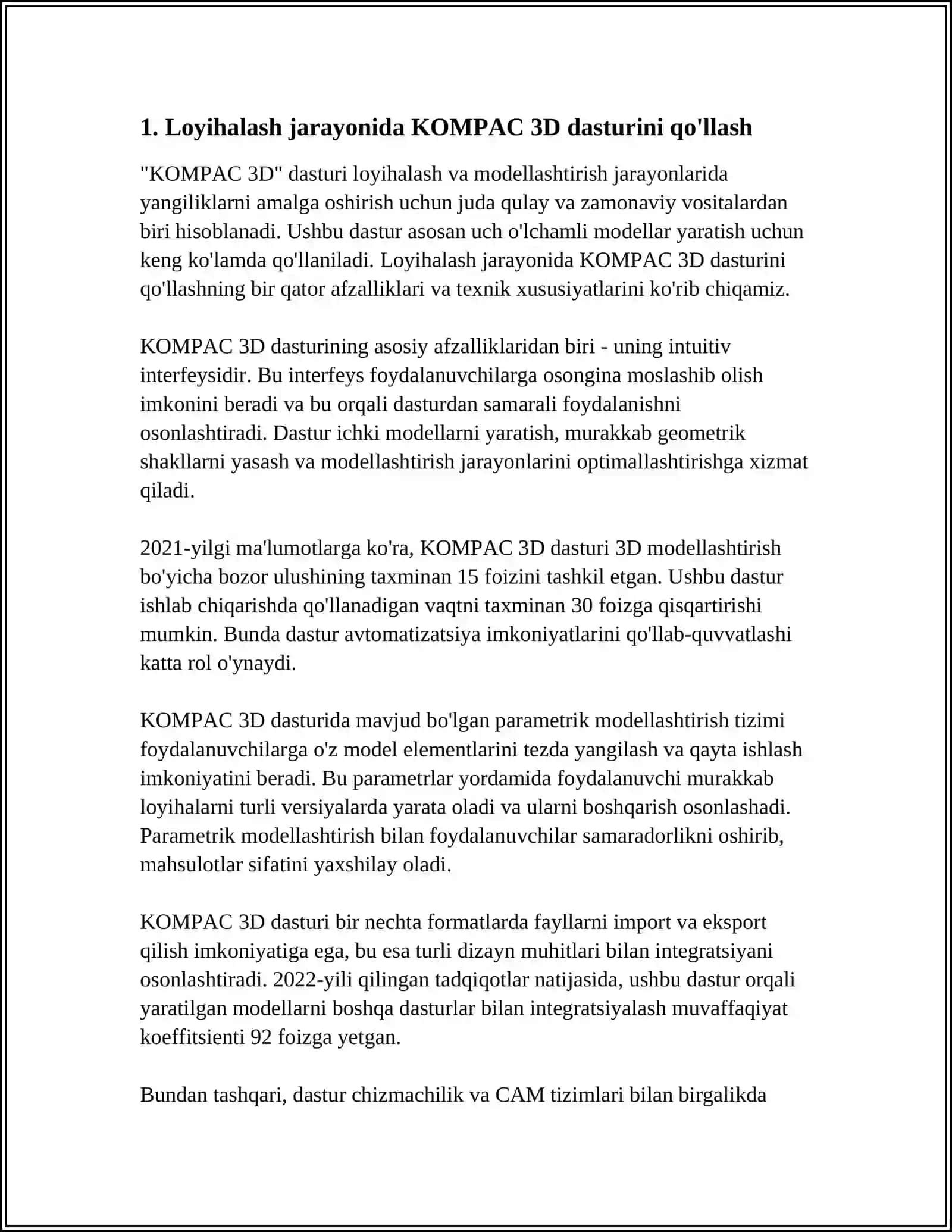 KOMPAC 3D DASTURDA DETALLARNI LOYIHALASH 3