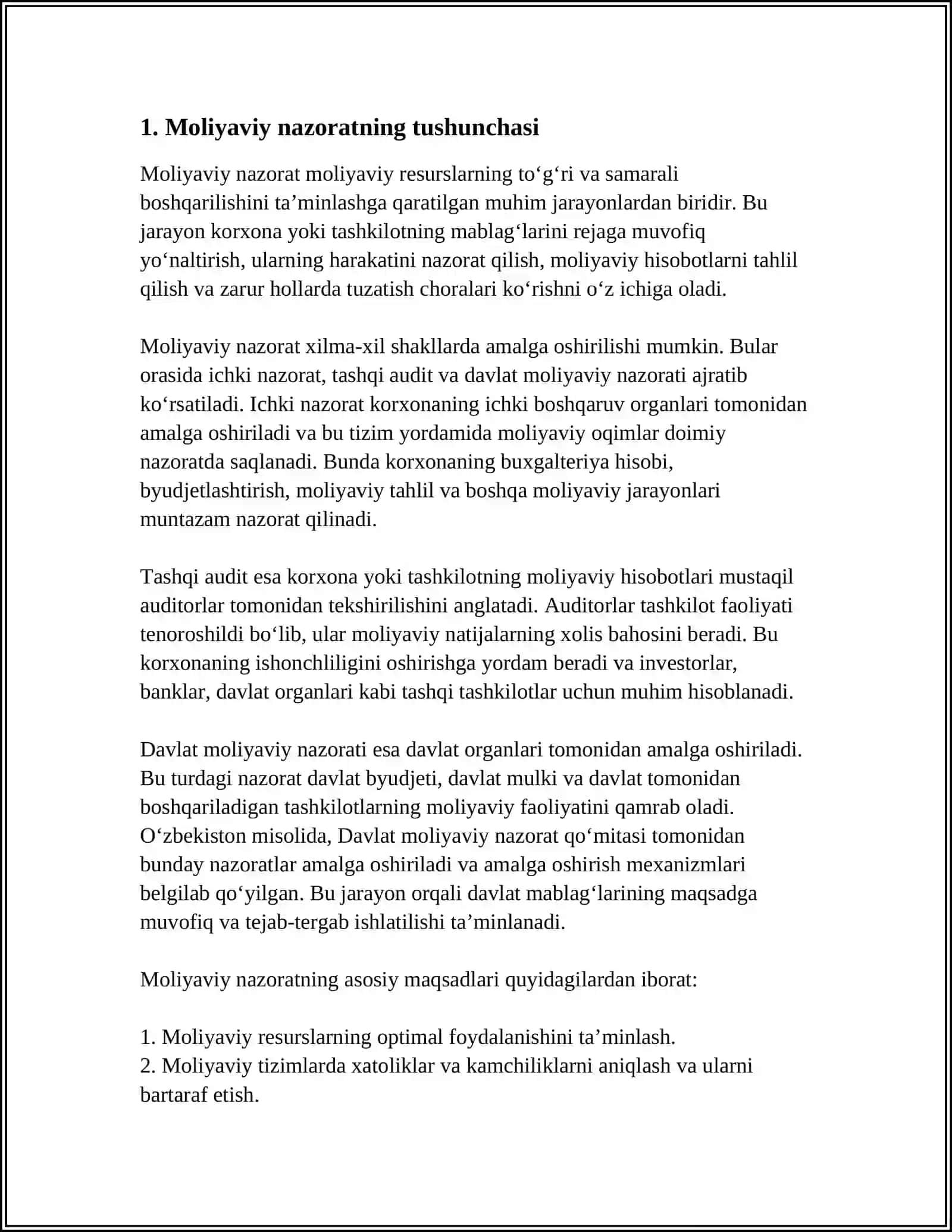 MOLIYAVIY NAZORATNING MOHIYATI, ZARURLIGI TASHKILIY SHAKLLARI 3