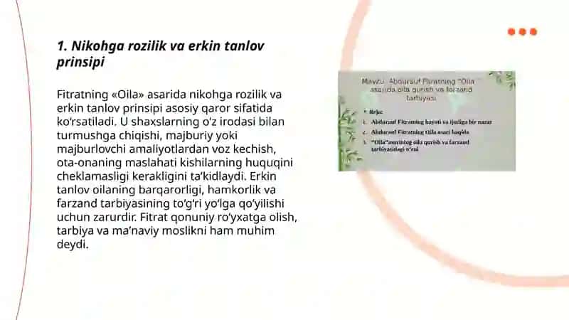 Fitratning "oila asari" dagi oila qurish tartiblari va farzand tarbiyasiga oid g'oyalari 3