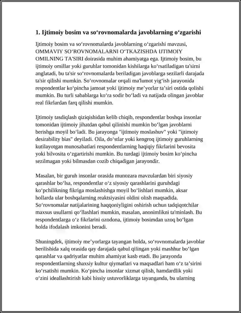 OMMAVIY SO‘ROVNOMALARNI O‘TKAZISHDA IJTIMOIY OMILNING TA'SIRI 3
