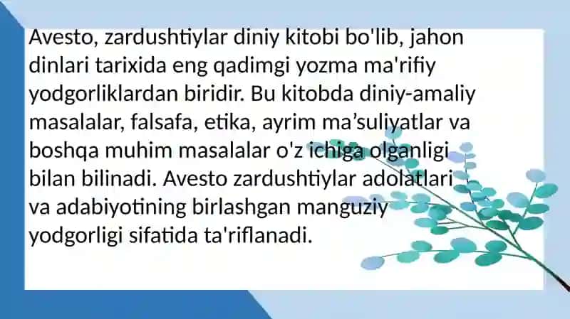 Avesto eng qadimgi yozma ma'rifiy yodgorlik 3
