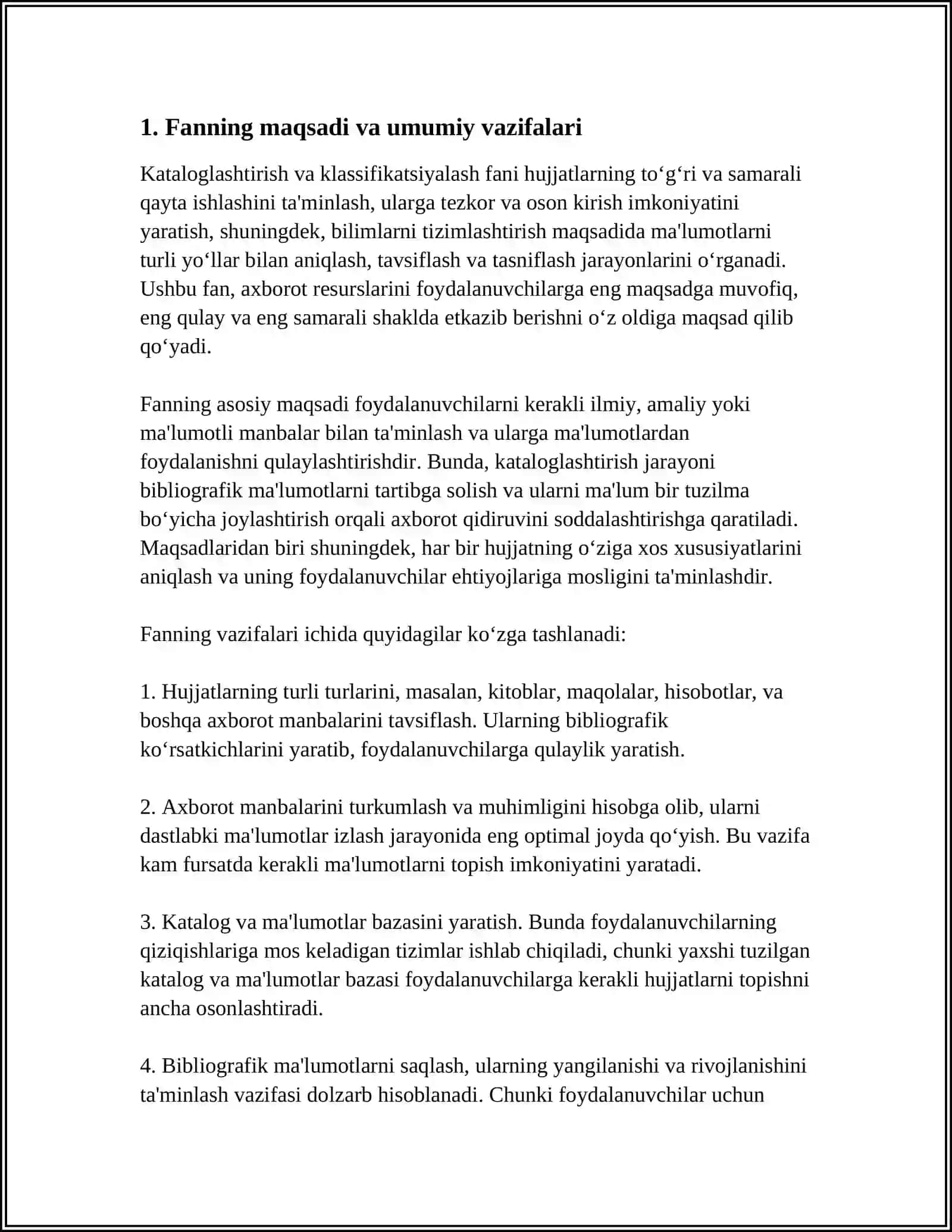 KATALOGIZATSIYA VA KLASSIFIKATSIYA FANI 3