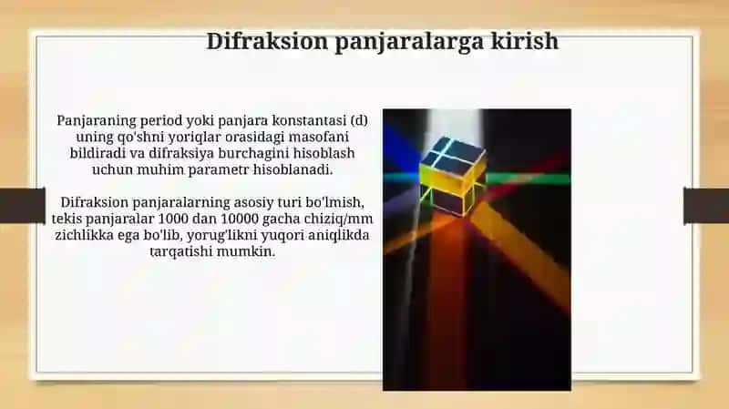 Difraksion panjara va ularning asosiy xarakteristikalarini hisoblash 3