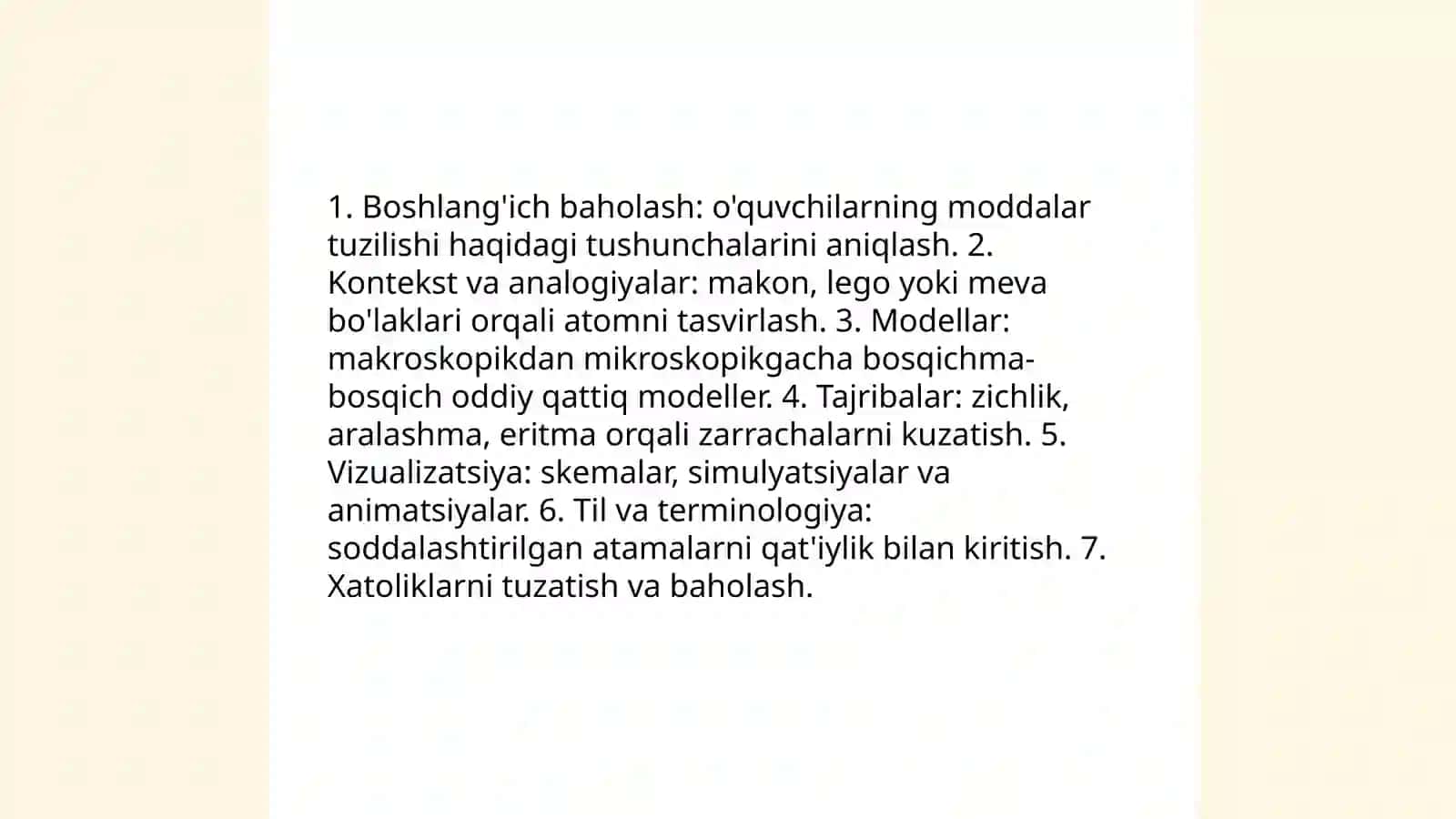4.7-sinfda atom molekulyar ta'limot va kimyoning asosiy tushuncha, qoidalarini o'qitish metodikasi 3