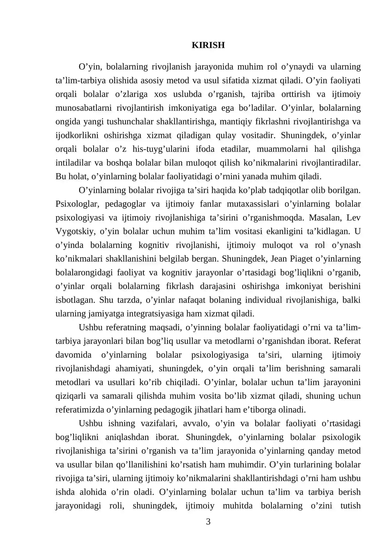 Oʼyinning bolalar faoliyatidagi oʼrni oʼyin bolalarga taʼlim tarbiya berishning metod va usuli 3