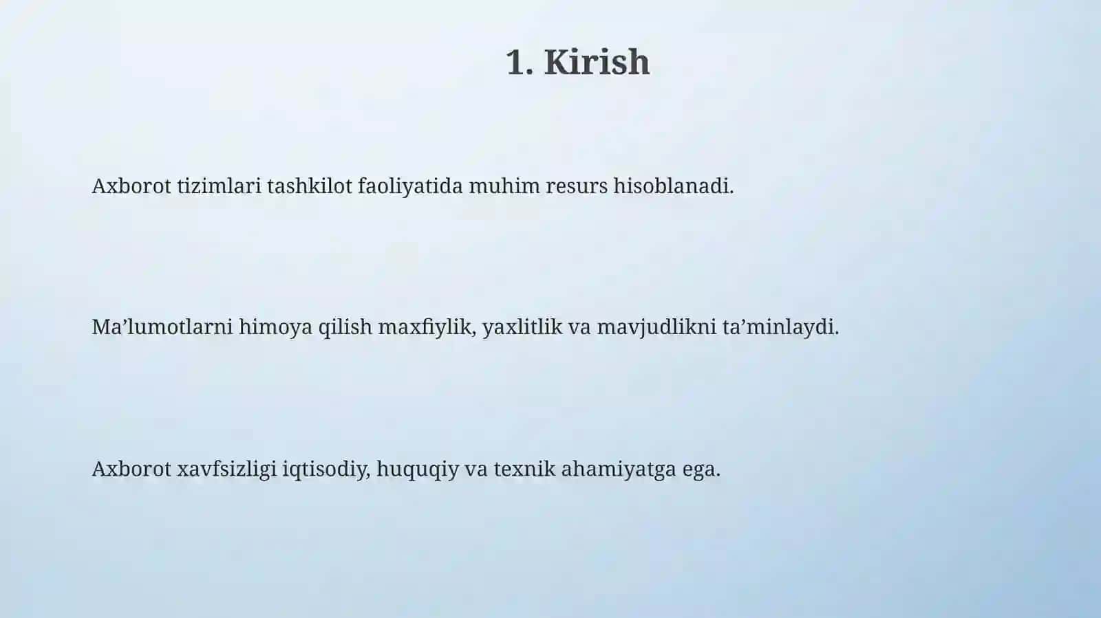 Axborot tizimlarida Axborotni himoya qilish usullari va vositalari 3
