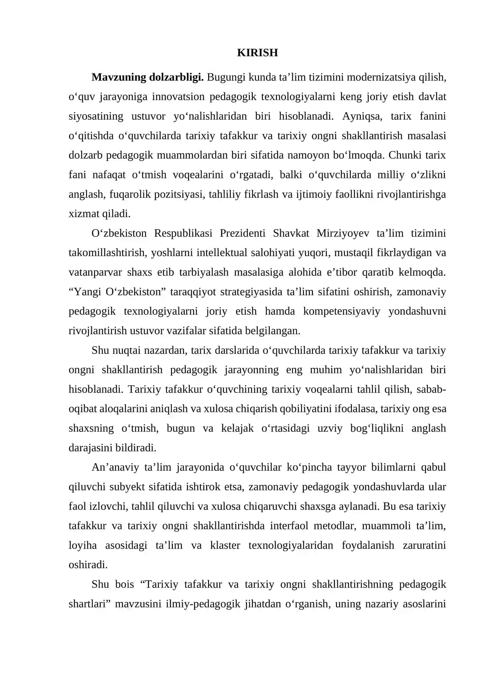 Tarixiy tafakkur va tarixiy ongni shakllantirishning pedagogik shartlari 3
