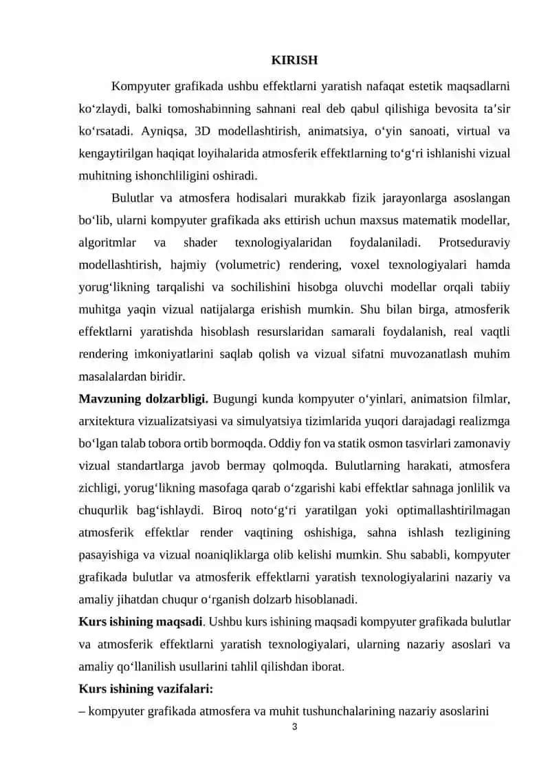Kompyuter grafikada bulutlar va atmosferik effektlar yaratish 3