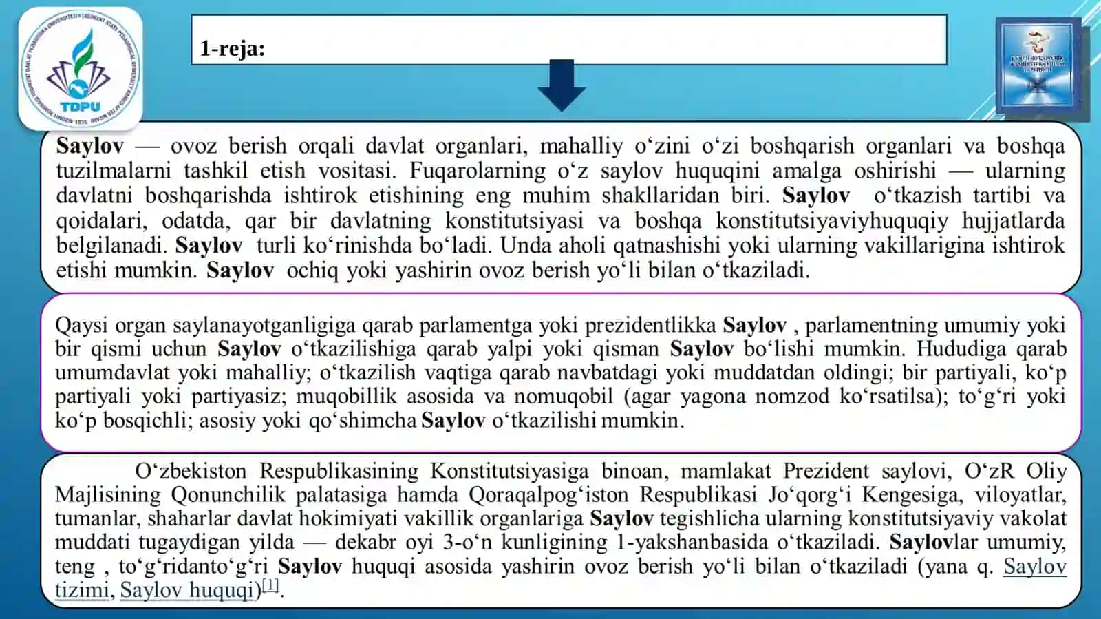 SAYLOV HUQUQI ERKINLIGI - FUQAROLIK JAMIYATINING SHARTI 3