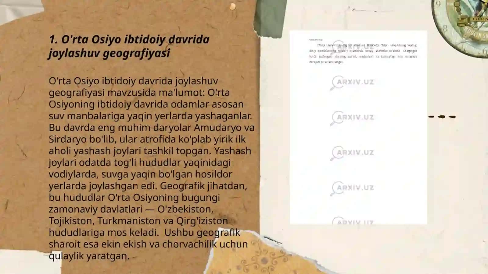 O'rta Osiyo ibtidoiy davrida joylashuv geografiyasi 3